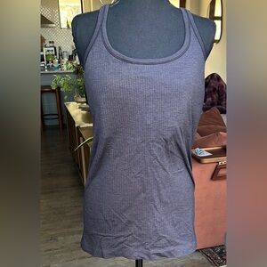Lululemon Ebb To Street Black/Gray Ribbed Tank Top with built in shelf bra